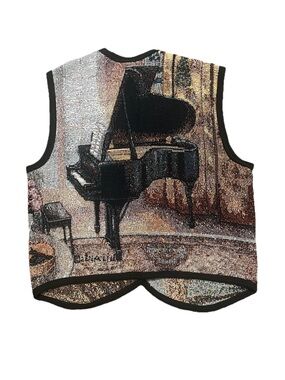 Sugar Street Weavers Tapestry Piano Vest Vintage Size Small Medium Made in USA